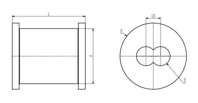 винт круга 128mm строя бочонки для двойного штрангпресса винта разделяет линию 0 штранг-прессования трубы hdpe разбивочного расстояния 106mm